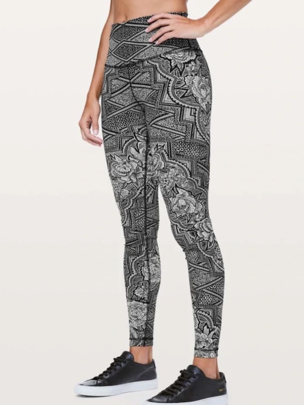 Lululemon Wunder Under Hi-Rise Tight *28" Inked Wunder Under Ice Grey Black 10
